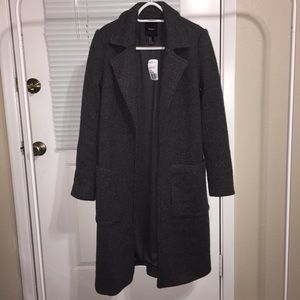 F21 open front coat, size M